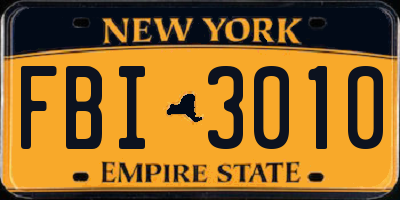 NY license plate FBI3010