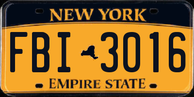 NY license plate FBI3016