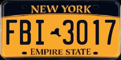 NY license plate FBI3017