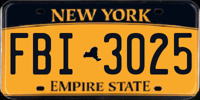 NY license plate FBI3025