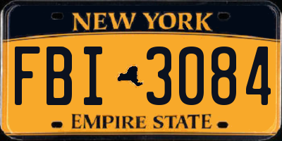 NY license plate FBI3084