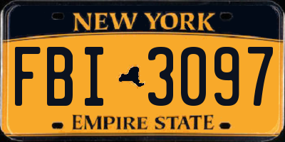NY license plate FBI3097