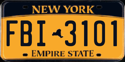 NY license plate FBI3101