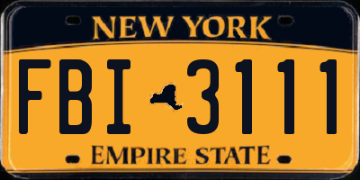 NY license plate FBI3111