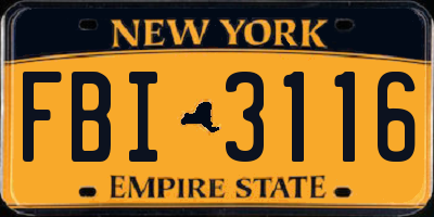 NY license plate FBI3116