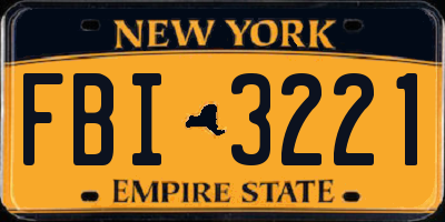 NY license plate FBI3221