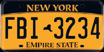 NY license plate FBI3234