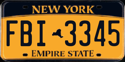 NY license plate FBI3345