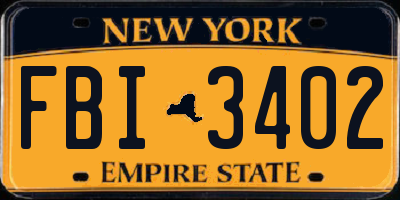 NY license plate FBI3402