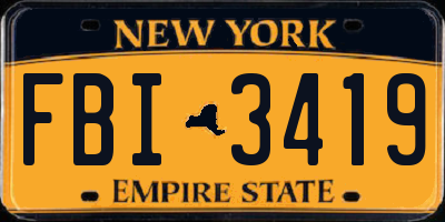NY license plate FBI3419
