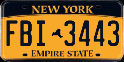 NY license plate FBI3443