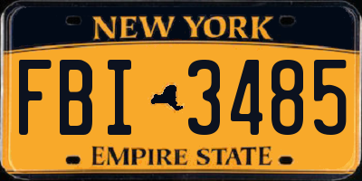 NY license plate FBI3485