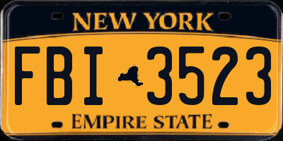 NY license plate FBI3523