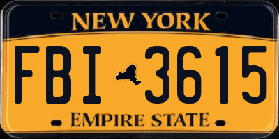 NY license plate FBI3615