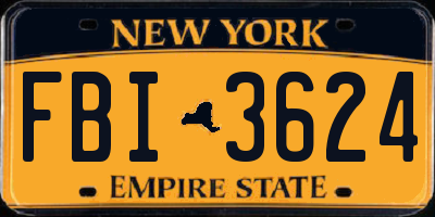 NY license plate FBI3624