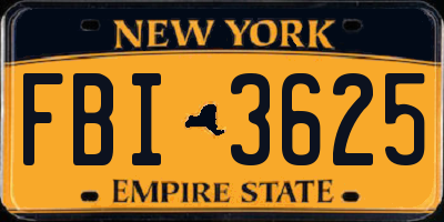 NY license plate FBI3625