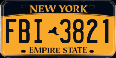 NY license plate FBI3821