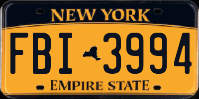NY license plate FBI3994