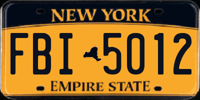 NY license plate FBI5012