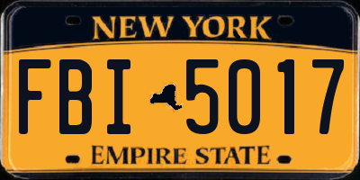 NY license plate FBI5017