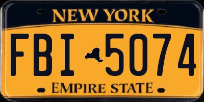 NY license plate FBI5074