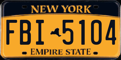NY license plate FBI5104