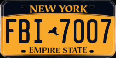 NY license plate FBI7007