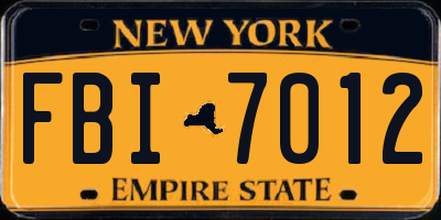 NY license plate FBI7012