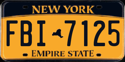 NY license plate FBI7125