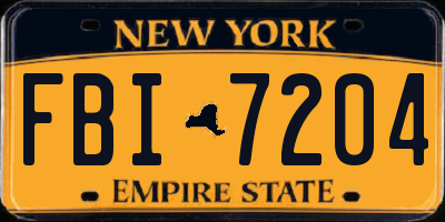 NY license plate FBI7204