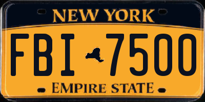 NY license plate FBI7500