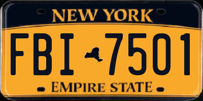 NY license plate FBI7501