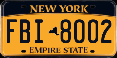 NY license plate FBI8002