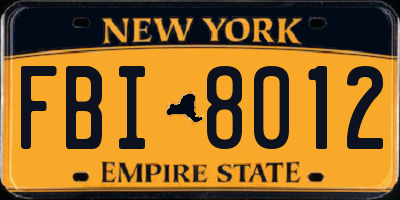 NY license plate FBI8012