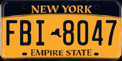 NY license plate FBI8047