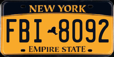 NY license plate FBI8092