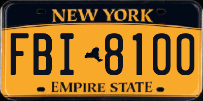 NY license plate FBI8100