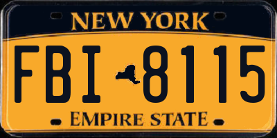 NY license plate FBI8115