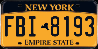 NY license plate FBI8193