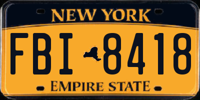 NY license plate FBI8418