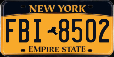 NY license plate FBI8502
