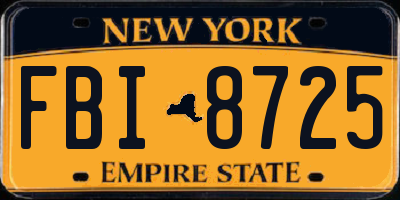 NY license plate FBI8725
