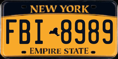 NY license plate FBI8989