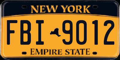 NY license plate FBI9012