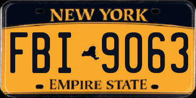 NY license plate FBI9063