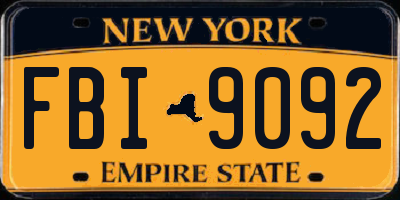 NY license plate FBI9092