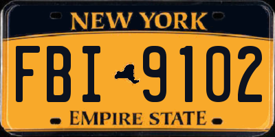 NY license plate FBI9102