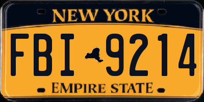 NY license plate FBI9214