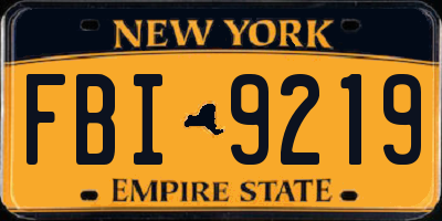 NY license plate FBI9219