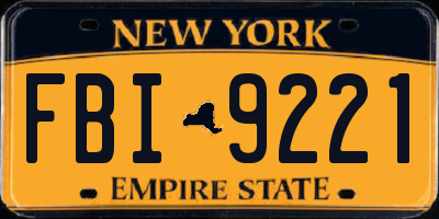 NY license plate FBI9221